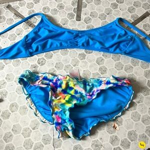 No Boundaries Medium Bikini 2 Piece Blue Tye Dye Swimsuit